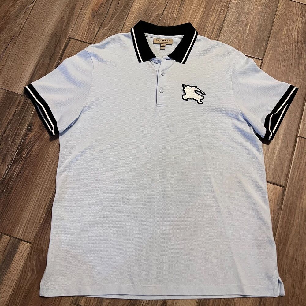 Burberry Men's Light Blue Polo Shirt London England XXL EUC